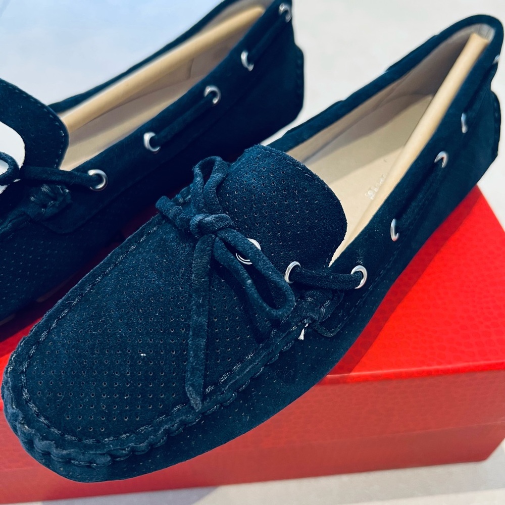 Donald J. Pliner Navy Blue Suede Loafers